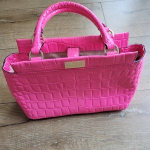 Kate Spade Hot Pink Embossed Faux Crocodile Leather Handbag